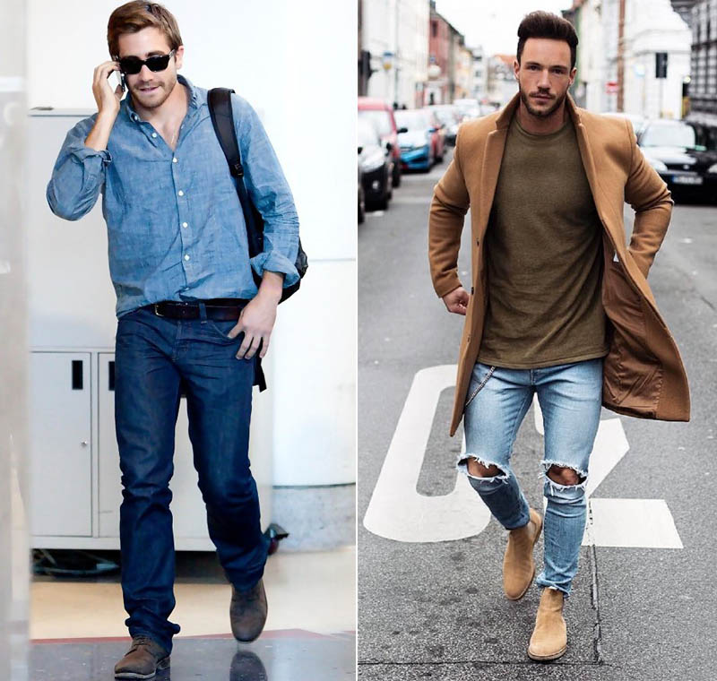 casual men's boots with jeans